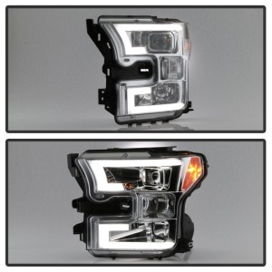 FORD F150 2015-17 PROJECTOR HEADLIGHT/ DRL LIGHT BAR CHROME SPYDER